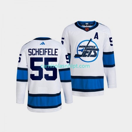 Camiseta Winnipeg Jets Mark Scheifele 55 Adidas 2022 Reverse Retro Branco Authentic - Homem